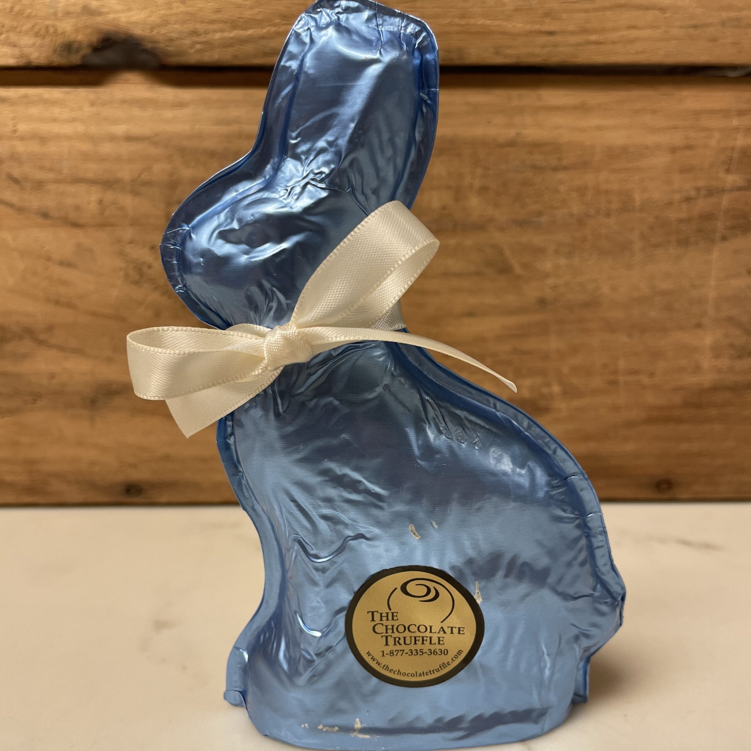 6 oz Solid Milk Chocolate Blue Foiled Easter Bunny