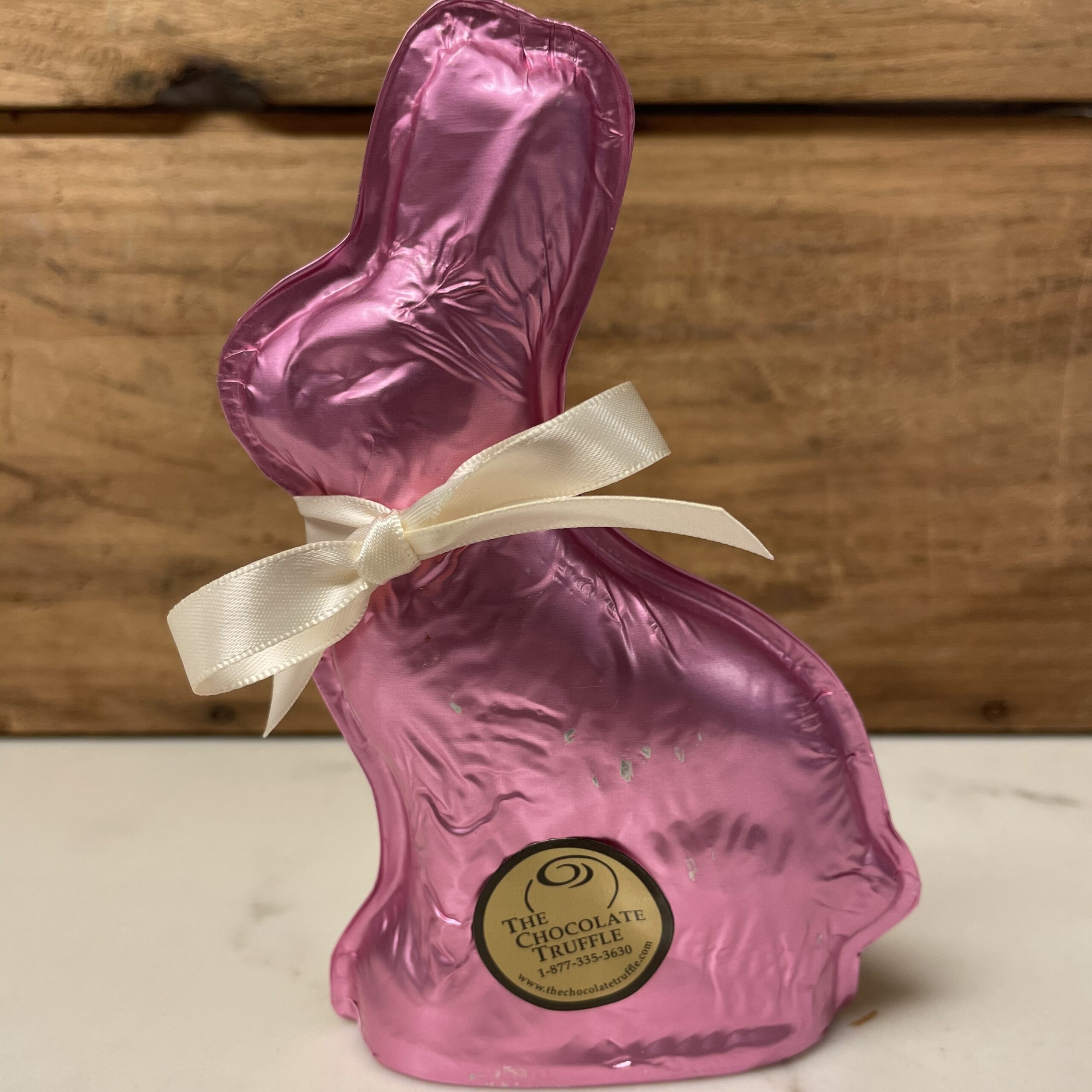 6 oz Solid Milk Chocolate Pink Foiled Easter Bunny