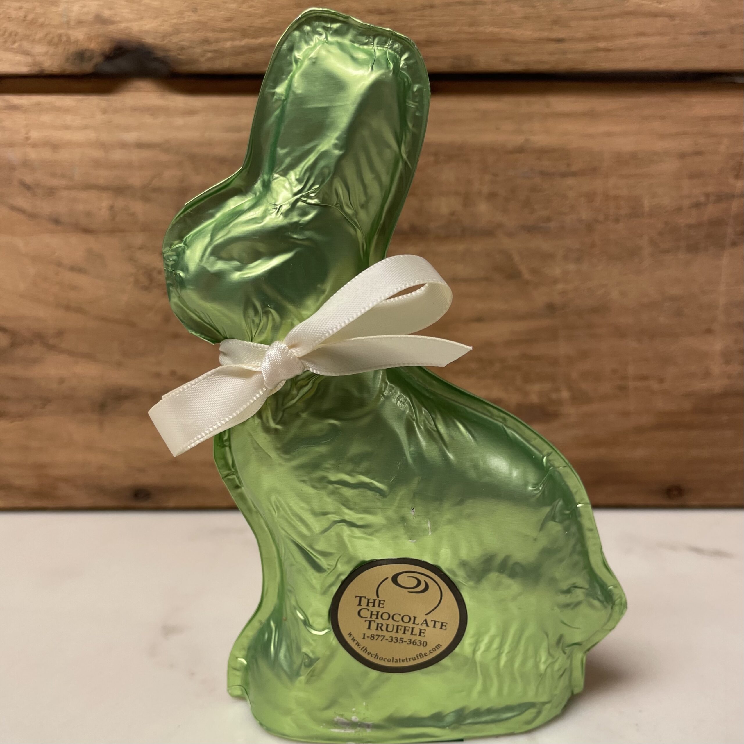 6 oz Solid Milk Chocolate Green Foiled Easter Bunny