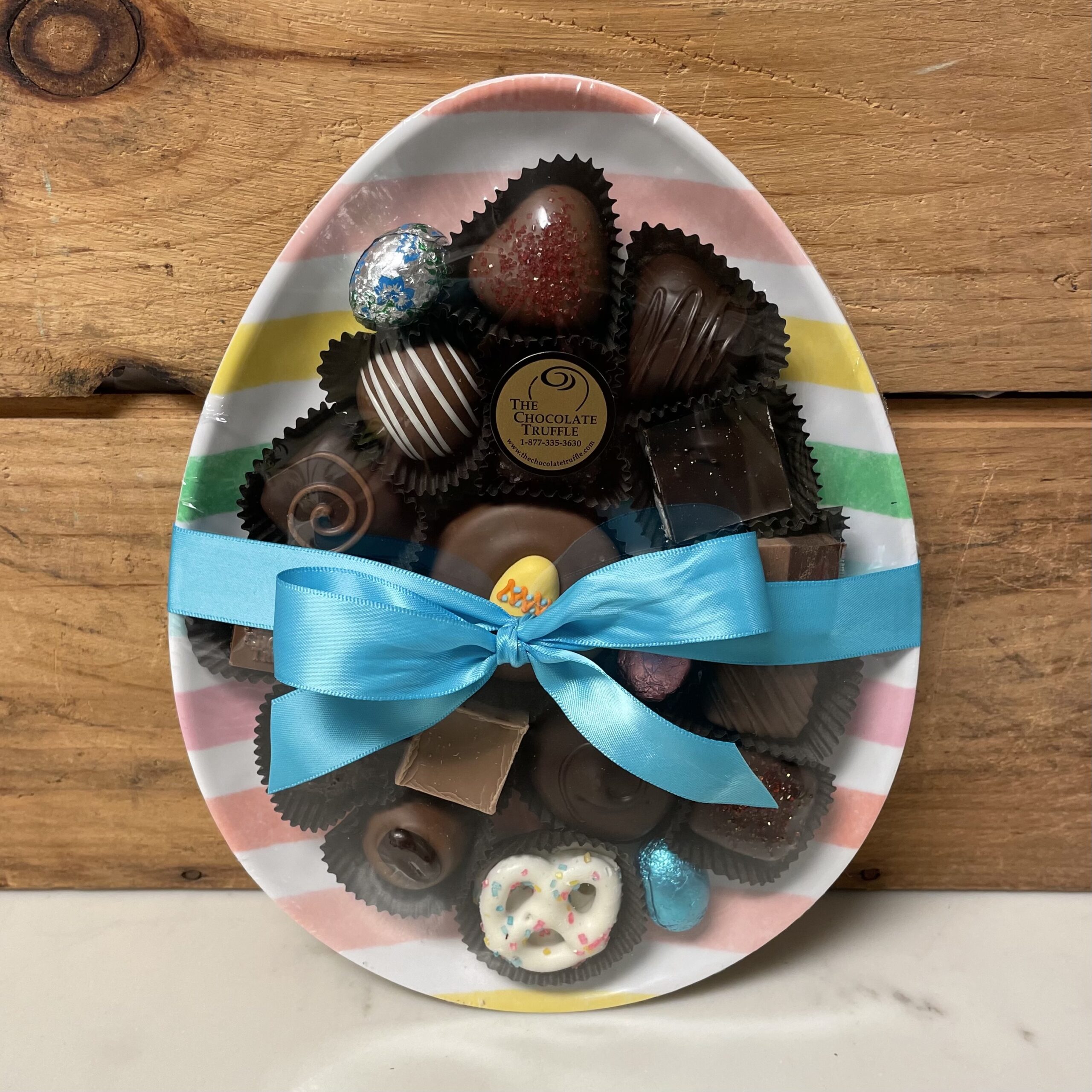 Egg Shaped Easter Plate Filled with 8oz of Hand Dipped Chocolate