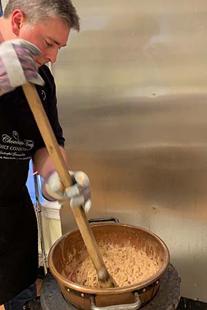 Craig Burkinshaw making peanut brittle