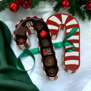 9 Piece Chocolate Assortment in Festive Candy Cane Box